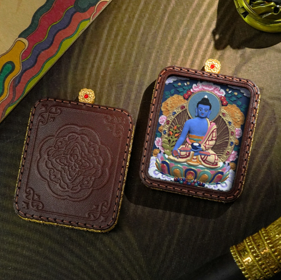 Fanchen·Tibetan Hand-painted 3D Thangka Buddha Pendant Necklace