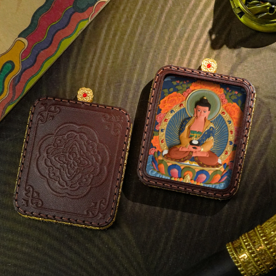 Fanchen·Tibetan Hand-painted 3D Thangka Buddha Pendant Necklace